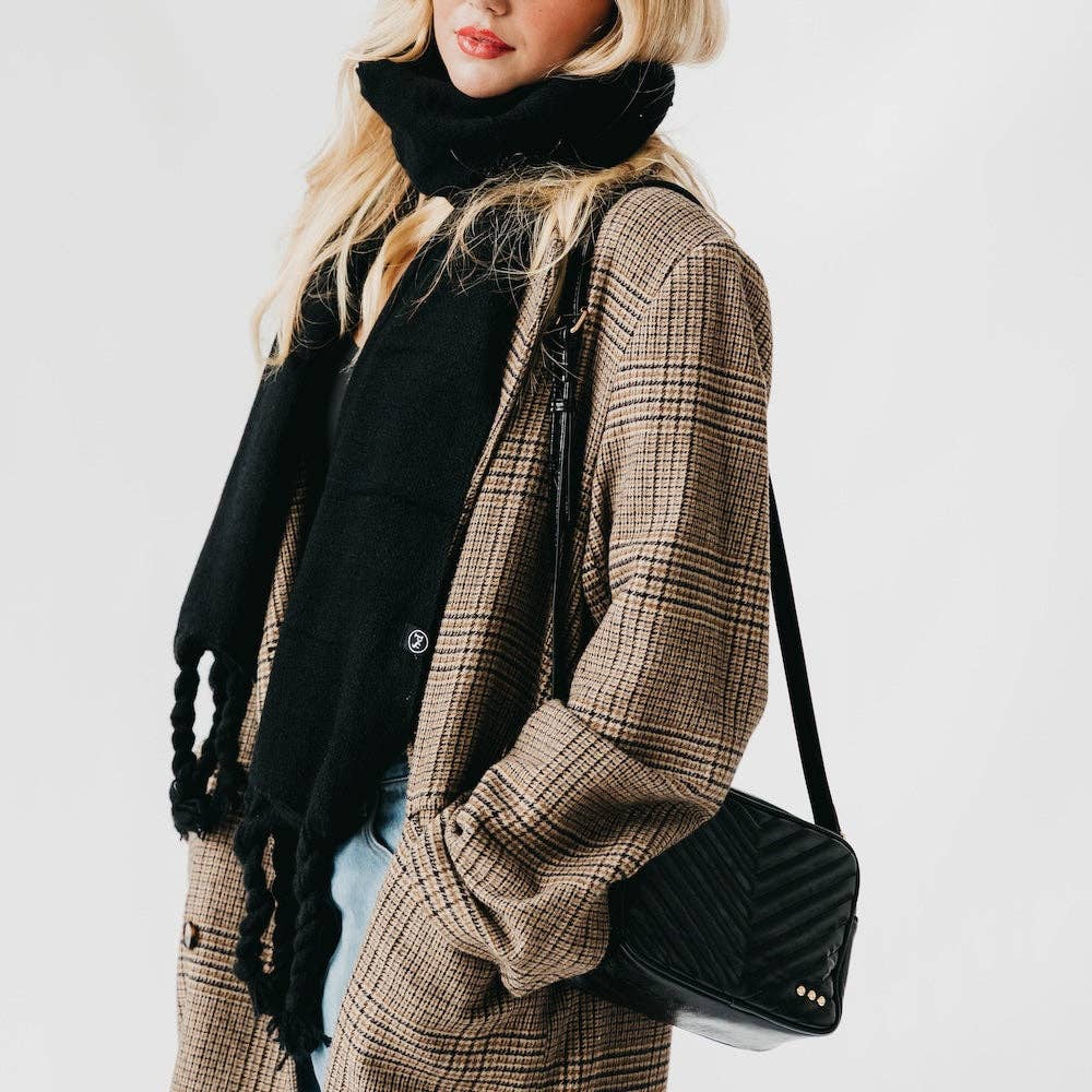 Twyla Twisted Tassel Scarf: Caramel