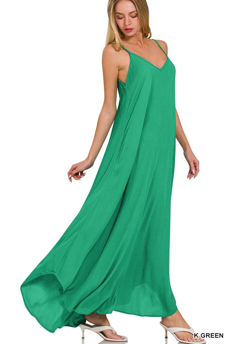 Maxi Dress w/ pockets: K GREEN-