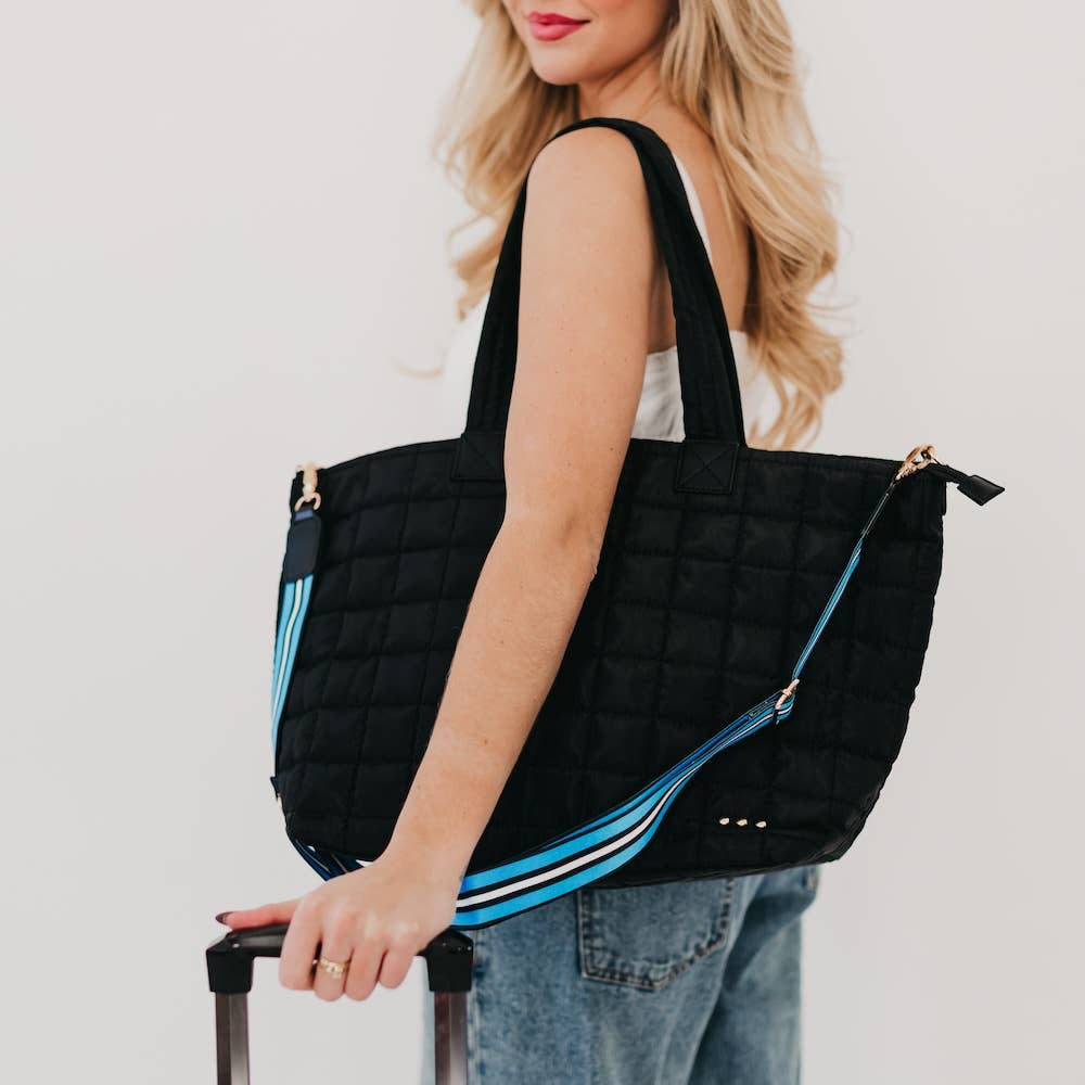 Day Dreamer Quilted Tote Bag: Black
