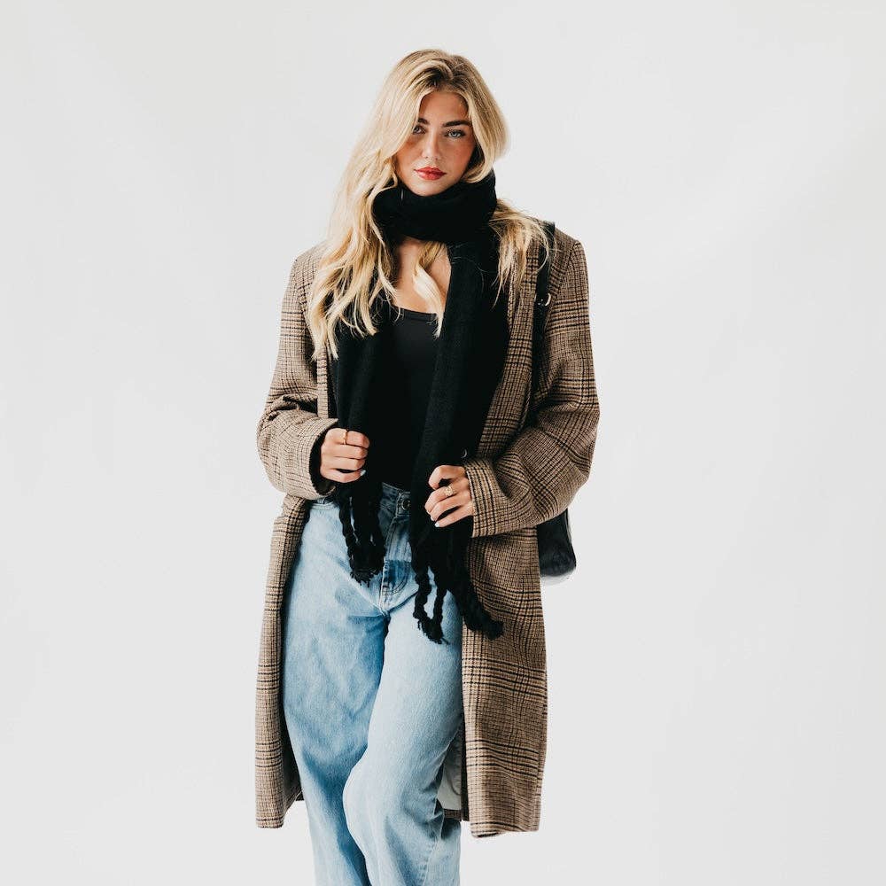 Twyla Twisted Tassel Scarf: Caramel