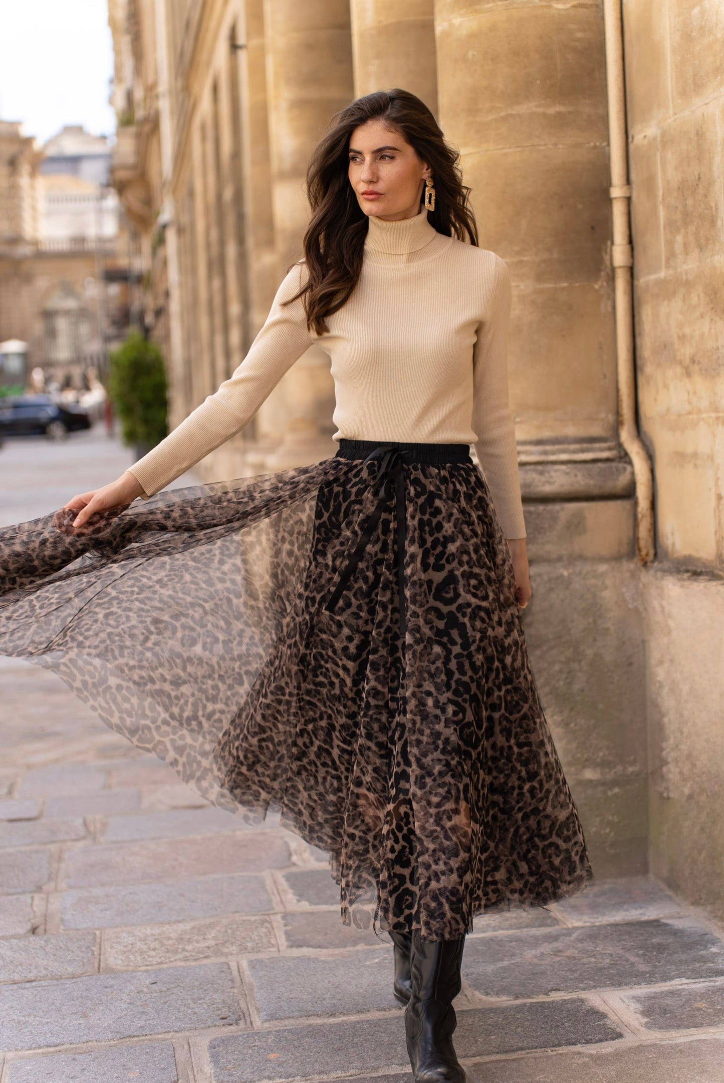 Aria tulle skirt in large leopard print