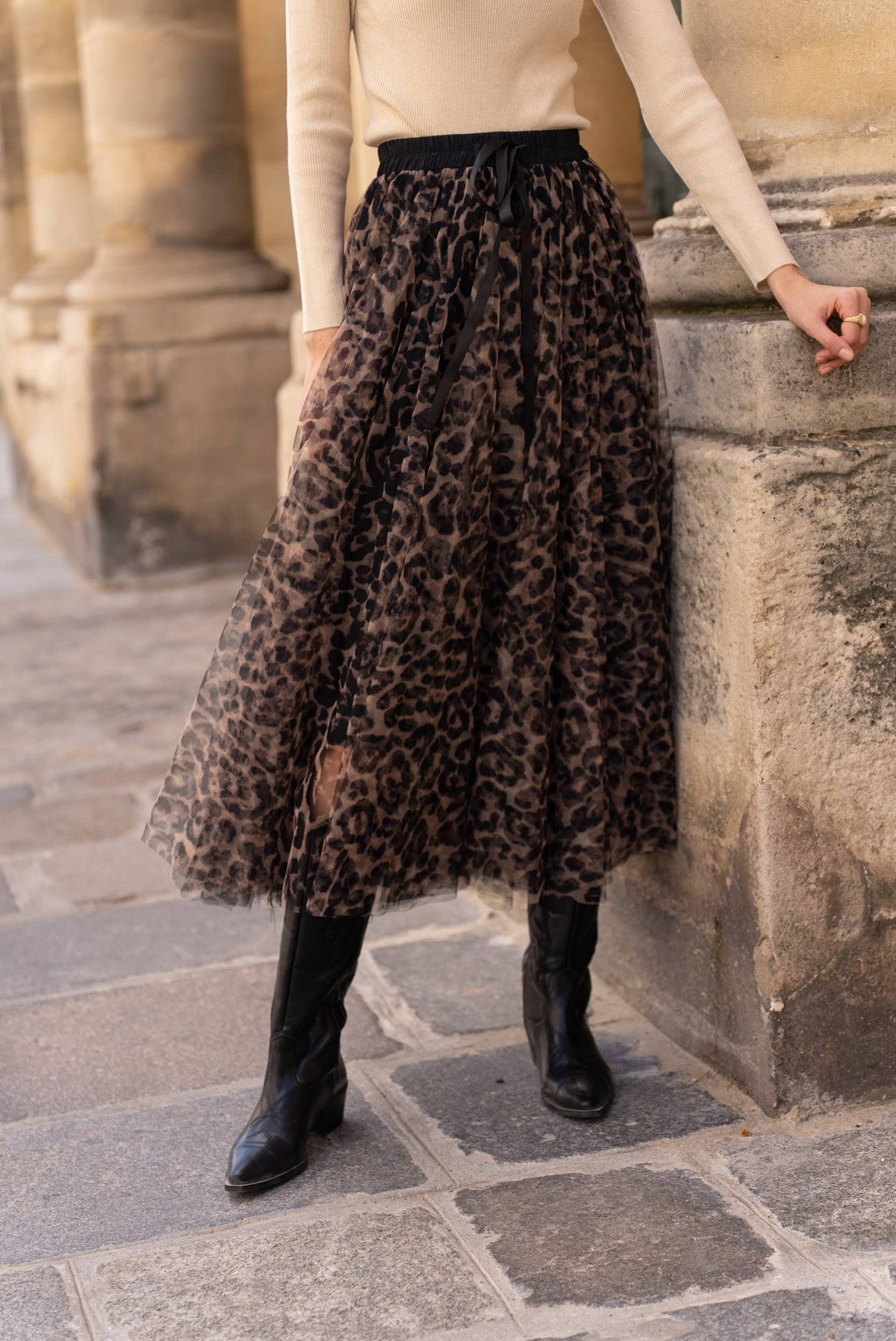 Aria tulle skirt in large leopard print