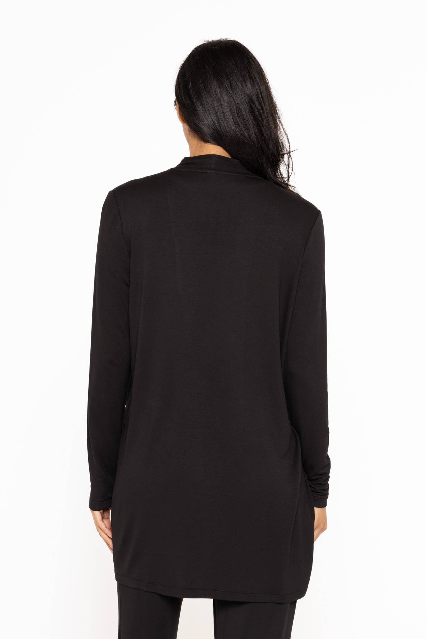 Lounge Open-Front Terry Cardigan: Black