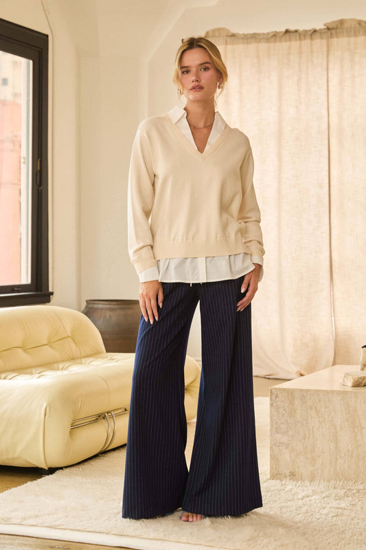 Layered Look V-Neck Sweater: