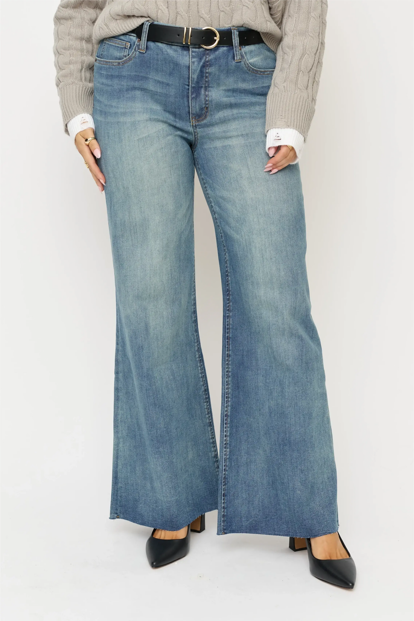 Crawford Mid Rise Fitted Wide Leg, Sculpt+ Vintage Denim : Vintage Denim Indigo