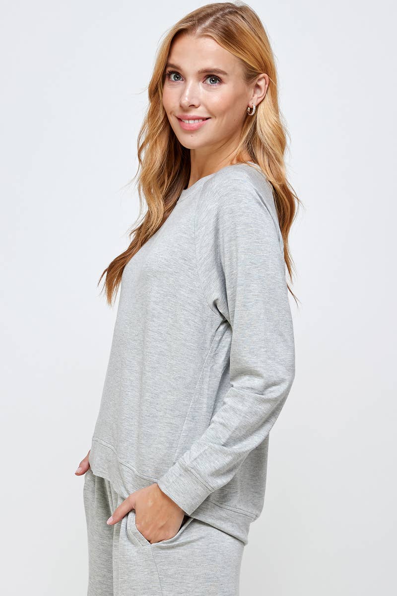 TT-9333-6 FRENCH TERRY ROUND NECK TOP