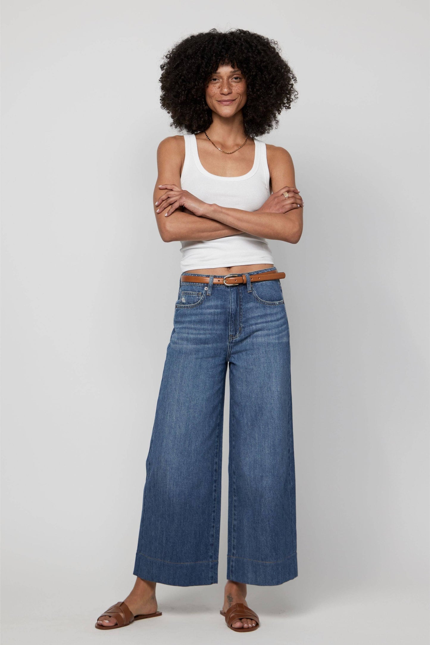 Dakota High Rise Super Wide Crop, Traditional Vintage Worn: Traditional Vintage Worn