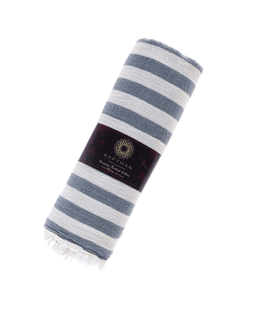 Muslin Cotton Turkish Towel [Bath & Beach, Blanket]: Striped Denim