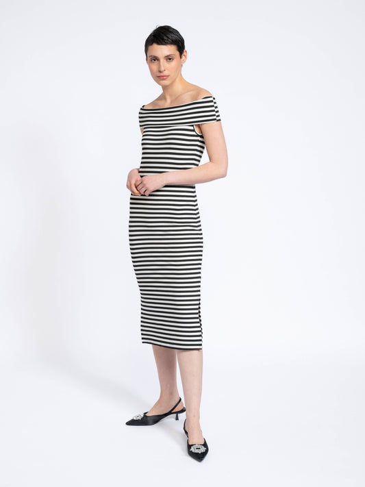 Striped Fitted Midi Dress