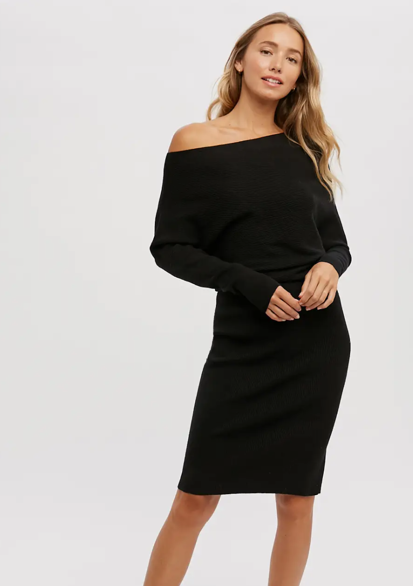 Open shoulder sweater clearance dress