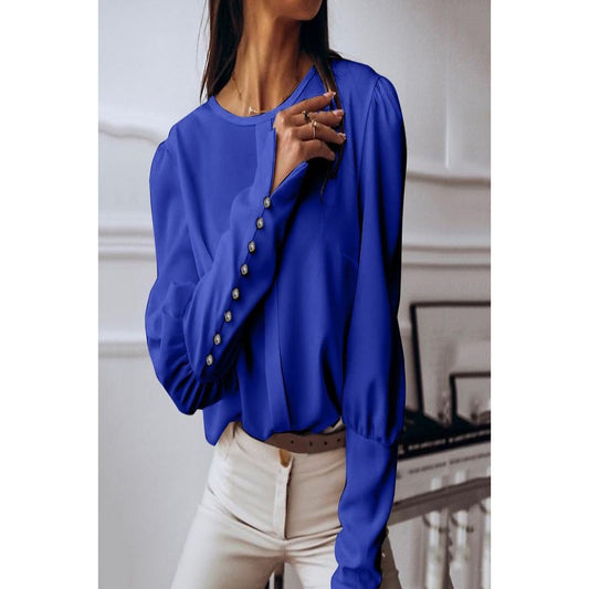 Long Sleeve Button Cuff Blouse top