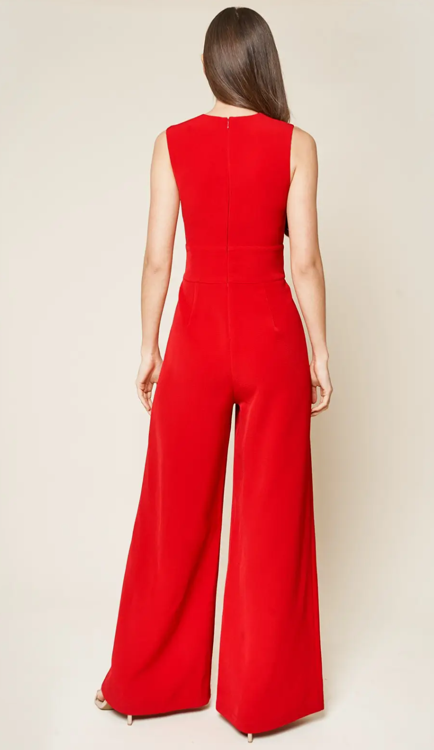 Red Klara Wide Leg Jumpsuit